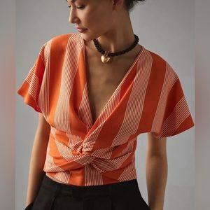 Bishop and Young Orange Tie Twist Top